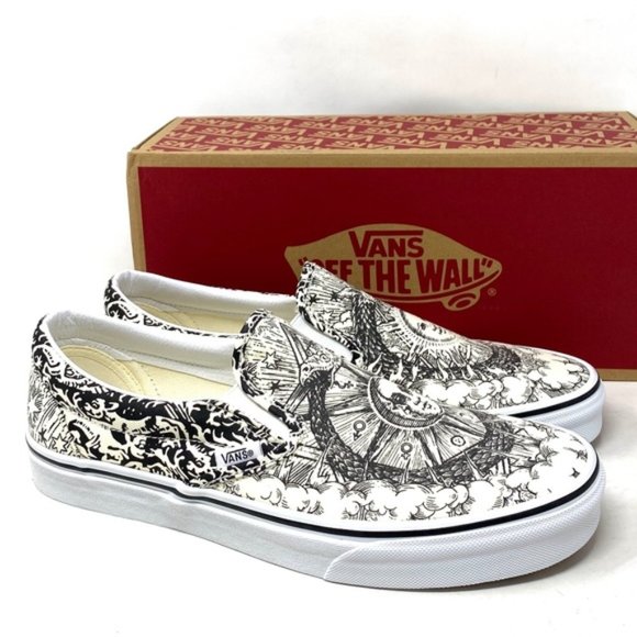 Vans Other - VANS Classic Slip On Shoes Black White Men's Canvas Sneakers Skate VN0A4U38WT8
